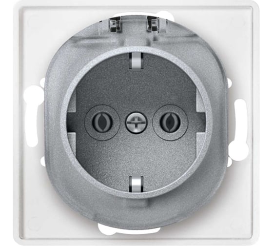 Розетка Aling-conel EON с заземлением с крышкой механизм 16A 250V серебряная арт. E633.S