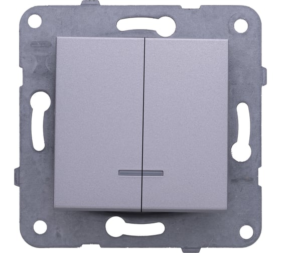 Выключатель Panasonic МОДУЛЬ 2кл с подсветкой серебро Karre Plus 54881 WKTT0010-2SL 1
