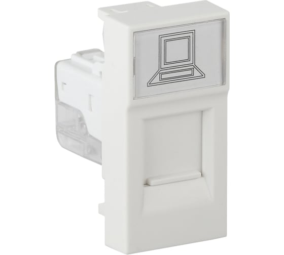 Розетка модульная компьютерная Рувинил RJ-45 45x22,5мм белая упаковка 20 шт АДЛ 13-902