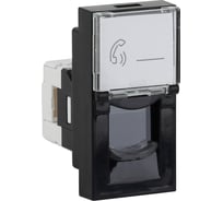 Розетка модульная телефонная Рувинил RJ-11 45x22,5мм черная упаковка 20 шт АДЛ 13-903-Ч