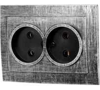 2-местная розетка ЮПИТЕР скрытая, без заземления, серебро, Стандарт JP7424-04