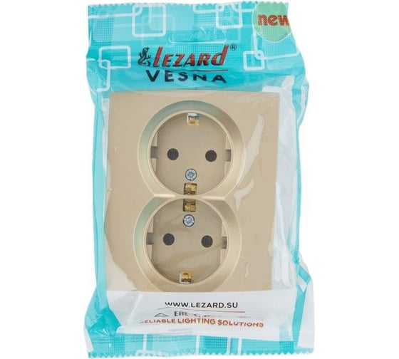 Розетка двойная Lezard Vesna с/з пбт золото 742-3600-127B