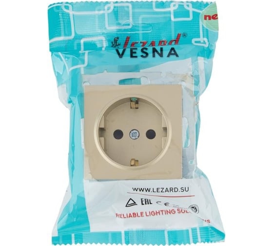 Розетка Lezard Vesna с защитой от детей пбт золото 742-3688-124B