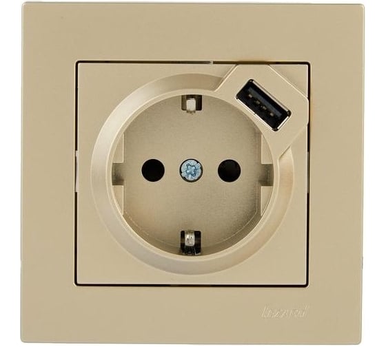 Розетка Lezard Vesna с/з + usb разъём золото 742-3688-181