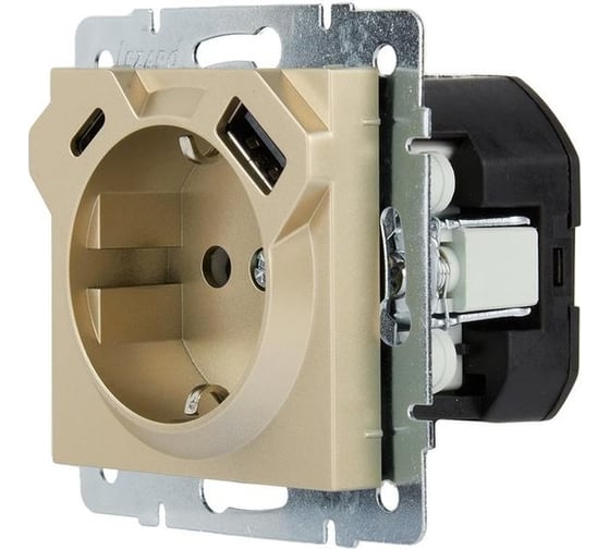 Розетка Lezard Vesna с/з tc+usb разъём золото 742-3688-181TC
