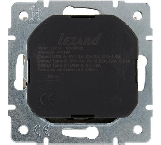 Розетка Lezard Vesna с/з tc+usb разъём золото 742-3688-181TC