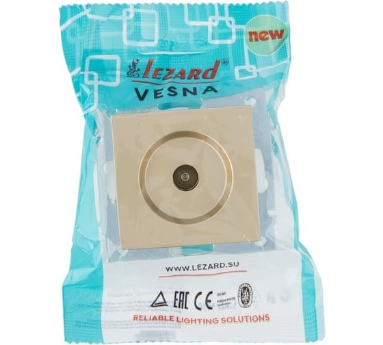 Розетка Lezard Vesna тв проходная золото 742-3688-129