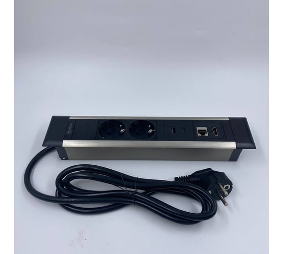 Встраиваемая выдвижная розетка Inrior на 2 ЕВРО, 2 USB, RJ45 и HDMI, WL-02-20 1