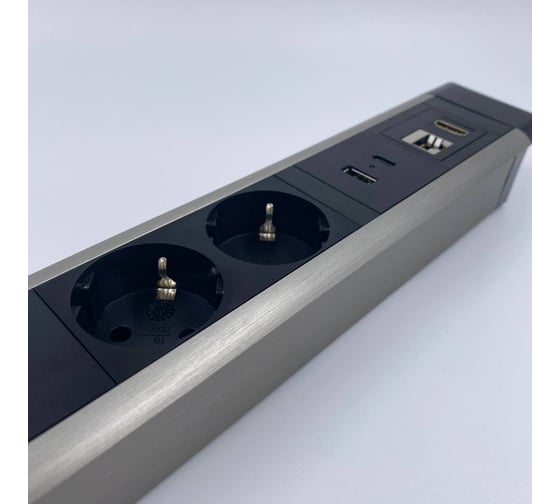 Встраиваемая выдвижная розетка Inrior на 2 ЕВРО, 2 USB, RJ45 и HDMI, WL-02-20