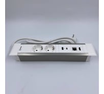 Встраиваемая выдвижная розетка Inrior на 2 ЕВРО, 2 USB, RJ45 и HDMI, WL-02-10