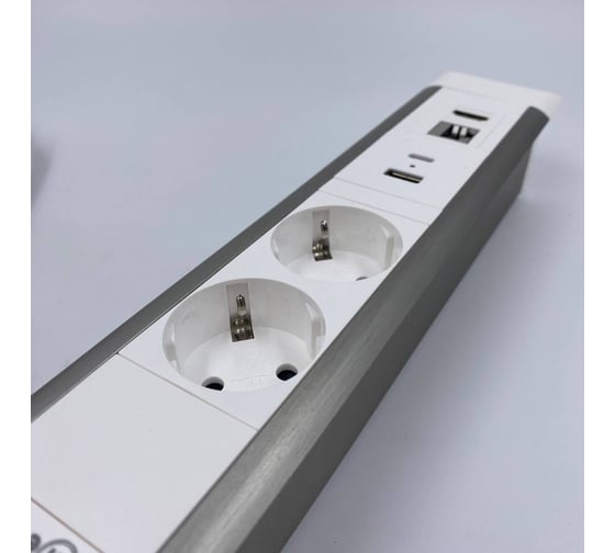 Встраиваемая выдвижная розетка Inrior на 2 ЕВРО, 2 USB, RJ45 и HDMI, WL-02-10