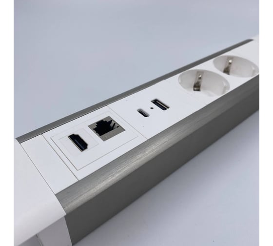 Встраиваемая выдвижная розетка Inrior на 2 ЕВРО, 2 USB, RJ45 и HDMI, WL-02-10