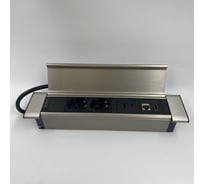 Встраиваемая выдвижная розетка Inrior на 2 ЕВРО, 2 USB, RJ45 и HDMI, WL-01-20