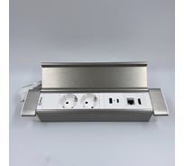 Встраиваемая выдвижная розетка Inrior на 2 ЕВРО, 2 USB, RJ45 и HDMI, WL-01-10