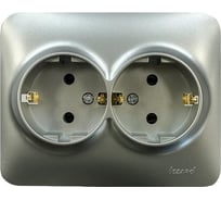 Розетка LEZARD KARINA LIFE двойная с/з ПБТ матовое серебро 708-4300-127B
