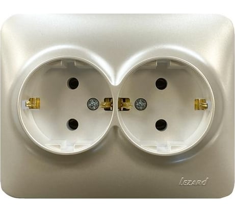 Розетка LEZARD KARINA LIFE двойная с/з ПБТ жемчужно-белый перламутр 708-3000-127B