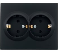 Розетка LEZARD VESNA двойная с защитой от детей ПБТ чёрный бархат 742-4200-178B