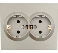 Розетка LEZARD VESNA двойная с защитой от детей ПБТ титан 742-3700-178B