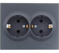 Розетка LEZARD VESNA двойная с защитой от детей ПБТ графит 742-3400-178B