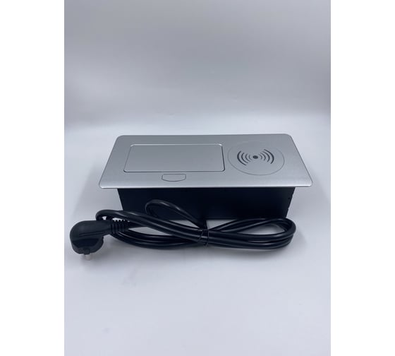 Встраиваемая выдвижная розетка Inrior на 1 ЕВРО, 2 USB c беспроводной зарядкой POLO-02-80