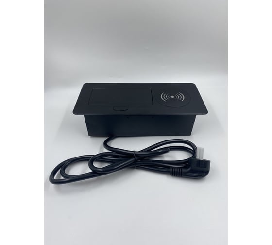 Встраиваемая выдвижная розетка Inrior на 1 ЕВРО, 2 USB c беспроводной зарядкой POLO-02-20