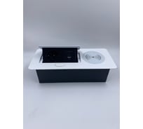 Встраиваемая выдвижная розетка Inrior на 1 ЕВРО, 2 USB c беспроводной зарядкой POLO-02-10