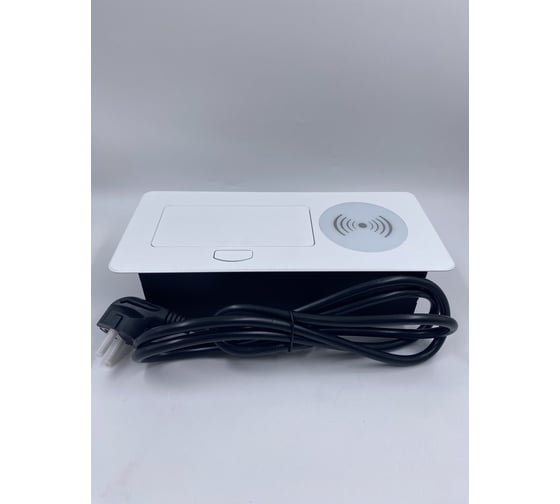 Встраиваемая выдвижная розетка Inrior на 1 ЕВРО, 2 USB c беспроводной зарядкой POLO-02-10