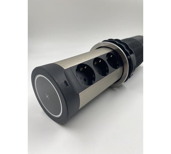 Встраиваемая выдвижная розетка Inrior на 12 ЕВРО, 4 USB с беспроводной зарядкой MARK-01-20