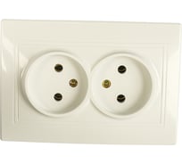 Розетка Intro 1Э20401, 2X2P, Schuko, 16А, 250В, СУ, б.л., Plano, белый Б0042441