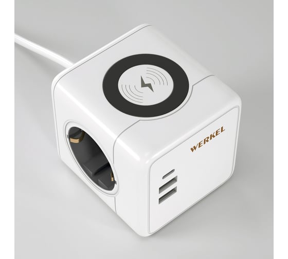 Розеточный блок WERKEL 3-местный + 3 USB + беспроводная зарядка a066454