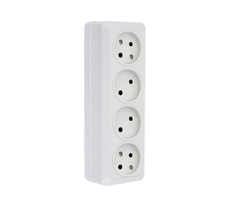 Розетка EKF Рим 4-местная, 10А, без заземления, белая ENR10-302-10