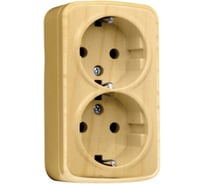 2-местная розетка EKF ОП Минск 16А, с заземлением, светлое дерево SQ EGR16-128-30