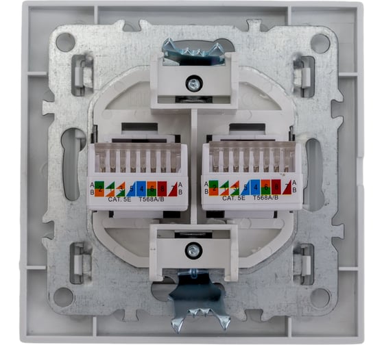 Розетка EKF Минск, RJ-45, 2-местная, СП, белая ERK02-035-10