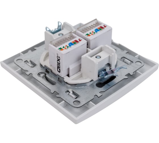 Розетка EKF Минск, RJ-45, 2-местная, СП, белая ERK02-035-10