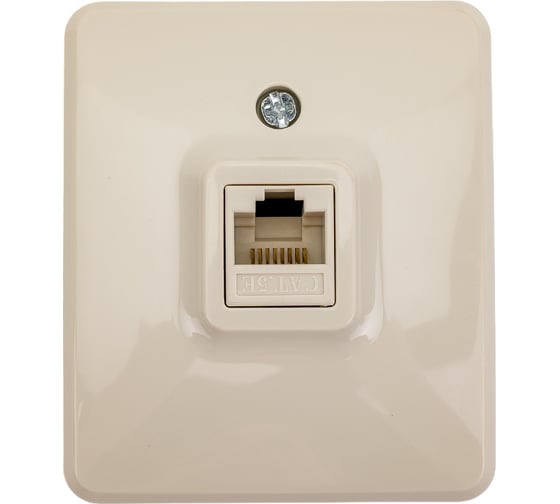 Информационная розетка ЭРА 11-3203-02, RJ45, ОУ, IP20, Эксперт, слоновая кость Б0020731 1