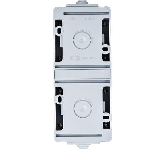 Розетка ЭРА 11260803 2x2PE вертикальная IP65, шторки, 16A 250В, ОУ, серый 5/5 Б0036003