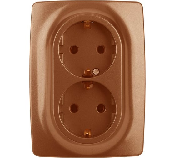 Розетка ЭРА ЭРА12 210814 2x2PE Schuko со шторками, 16A 250В, IP20, 2, медь Б0036450