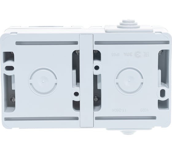 Горизонтальная розетка ЭРА 11260403 2x2PE IP65, шторки, 16A250В, ОУ, серый 5/ Б0035992