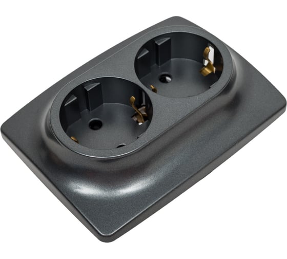 Розетка ЭРА 12210812 2x2PE Schuko со шторками, 16A/250В, IP20, 2, графит Б0036448