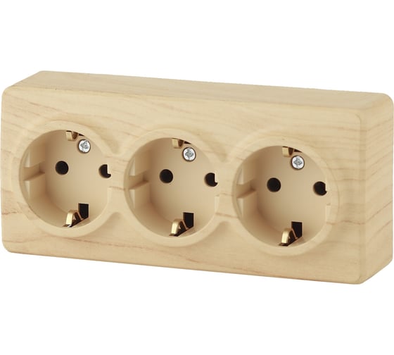 Розетка ЭРА 11220911 3x2PE, Schuko со шторками, 16A250В, IP20, ОУ, Б0020705 1