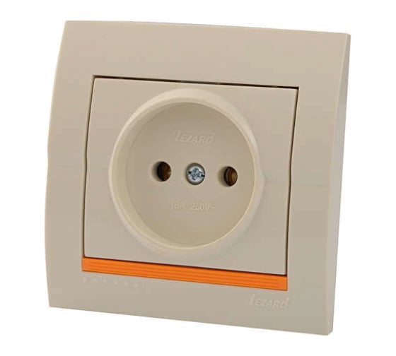 Розетка Lezard DERIY без заземления, кремовый 702-0303-121B