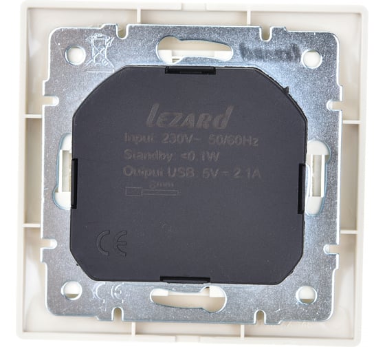 Розетка Lezard MIRA с заземлением + USB разъём, кремовый 701-0303-181