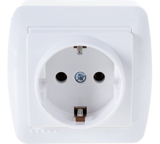 Розетка Lezard DEMET, с заземлением, белый 711-0200-122 1