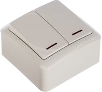 Двойной выключатель с подсветкой Lezard VIOLA белый 751-0200-112