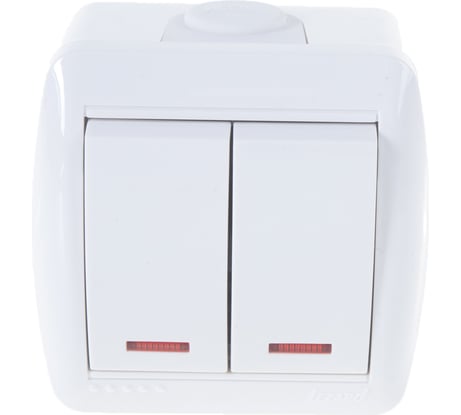 Двойной выключатель Lezard NATA с подсветкой, белый 710-0200-112