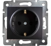 Розетка Lezard KARINA, с заземлением, керамика, чёрный бархат 707-4288-122