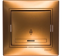 Выключатель Lezard, MIRA, проходной, с подсветкой, золотой металлик, со вставкой, 701-1313-114
