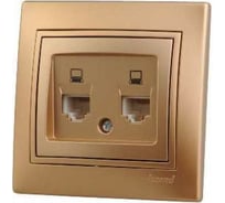 Компьютерная розетка Lezard, MIRA, двойная, золотой металлик, со вставкой, 701-1313-141
