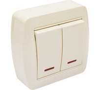 Выключатель Lezard, DEMET, двойной, с подсветкой, кремовый, 711-0300-112