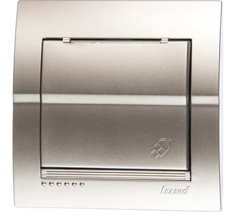 Розетка Lezard DERIY с заземлением, с крышкой, серебристый металлик 702-2828-123B